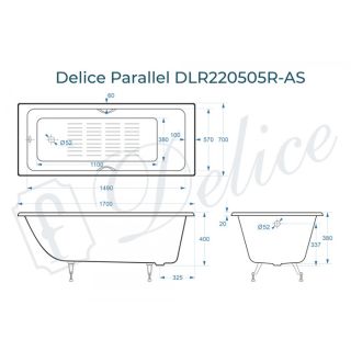 Ванна чугунная Delice Parallel DLR220505R-AS 170x80